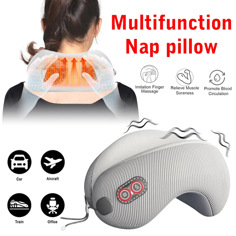 

Multifunction Memory Foam Neck Pillow ，Slow Rebound ，Adjustable heating massage，Nap Cervical Pillow，For Airplane Sleeping by Car