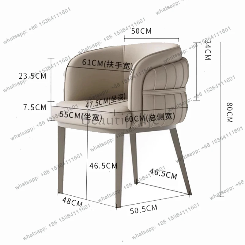 Set Of 2 Comfy Dining Chairs Waterproof Upholstered European Arm Dining Chairs Trendy Design Chaise Luxe Home Furniture