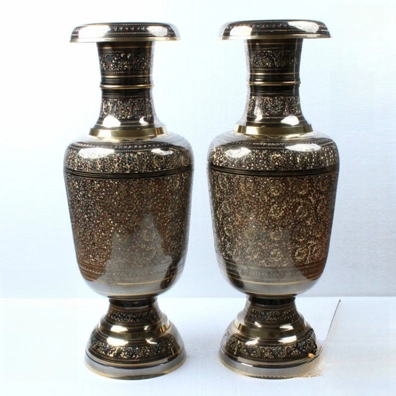 

Copper 80CM altar vase, handmade art modeling large altar vase