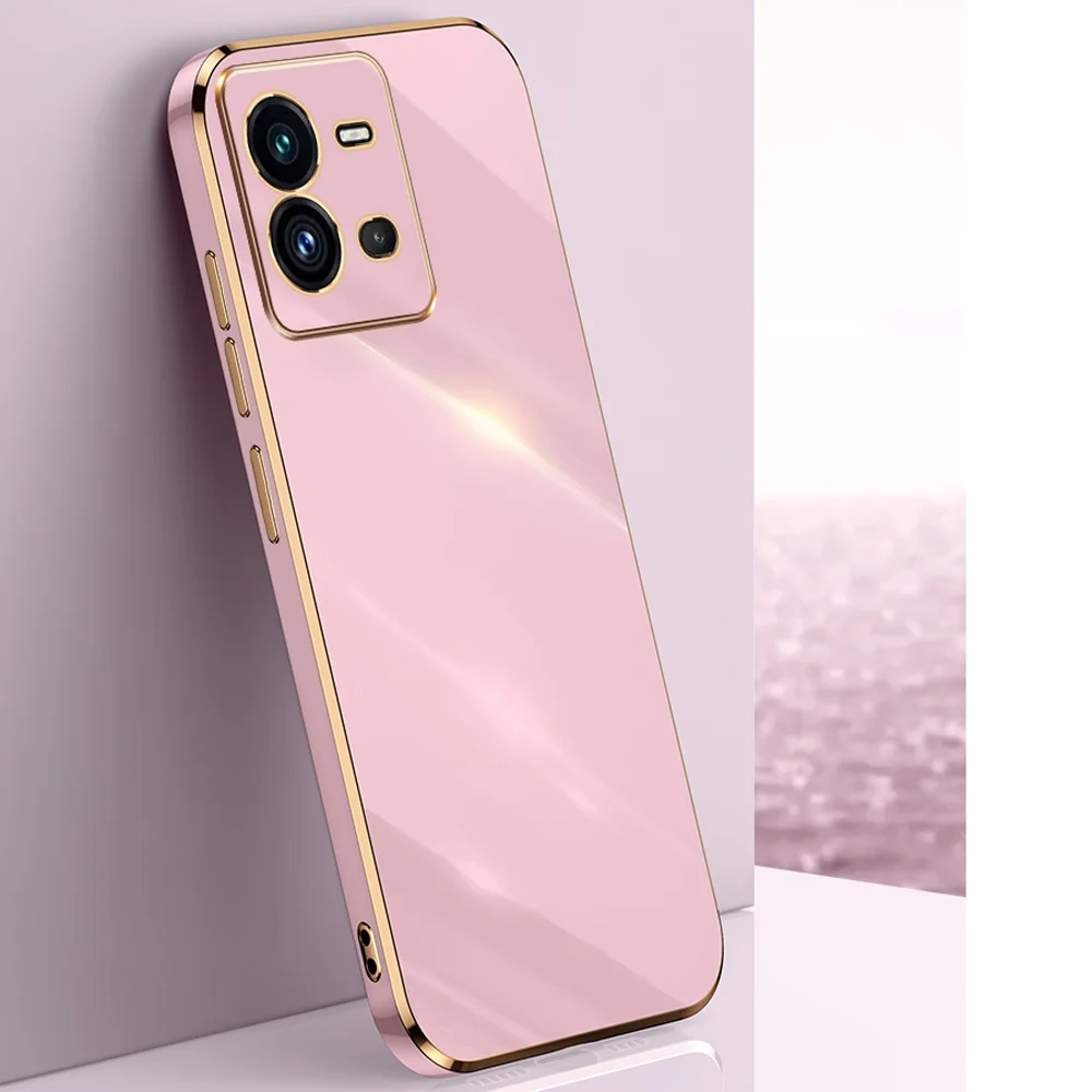 Luxury Plating Case For Vivo Y22S Y16 Y35 Y55 Y01 Y55 Y53S Y33S Y21 Y76 Y52 Y72 5G V21E V23 V25E V25 Soft Silicone Carcasa Coque