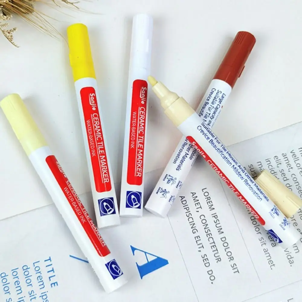 

White Tile Marker Grout Pen Waterproof Inkiness Ceramic Tile Beauty Stitching Pen Single Head 10 Color Optional Wall Seam Pen