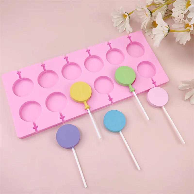 Pink Cute Flower Round Silicone Lollipop Molds Jelly and Candy Molds Cake Mold Variety Shapes Cake Decorating Form Silicone Bake