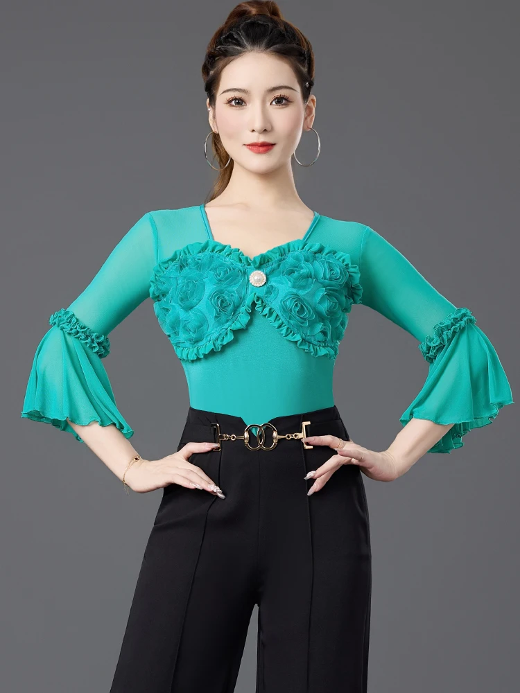 

Топ для латинских танцев, новинка 2025 года, современный трехмерный топ для танцев дружбы Gb