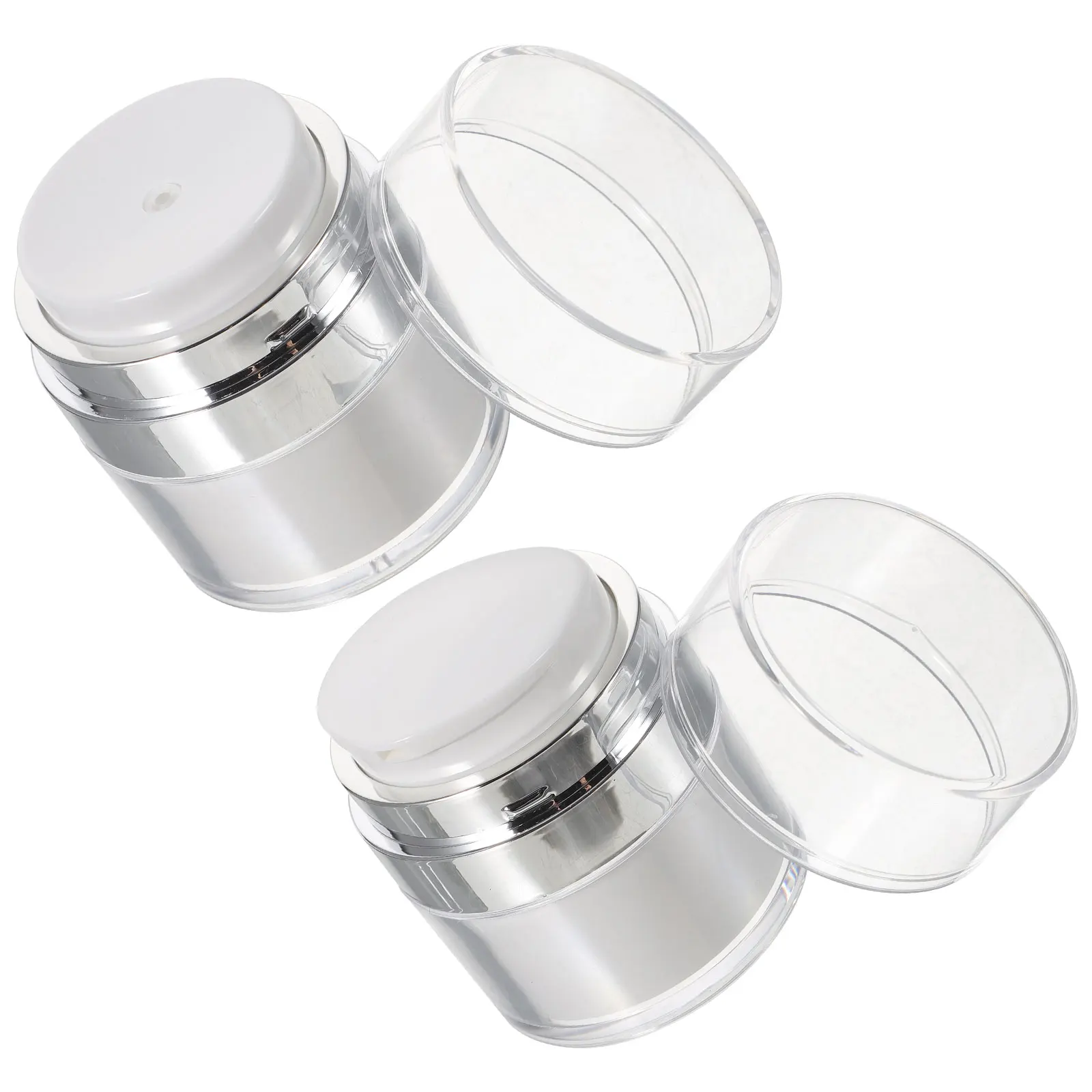 

2Pcs Empty Facial Cream Bottle Vacuum Lotion Preservation Travel Size Containers Practical Jars Pump Cream Jar