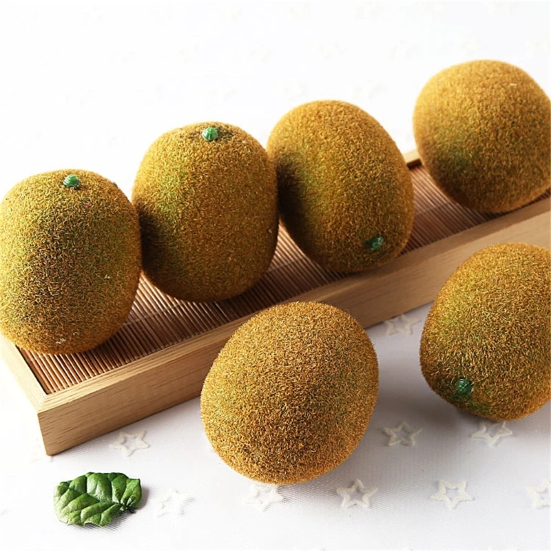 5Pcs/set Artificial Kiwifruits Realistic Fruit Decor Simulation Fruit Ornament for Photography, and Festive Displays B03E