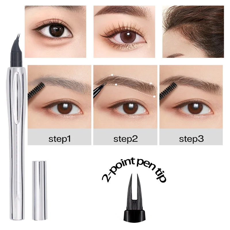 ワイルド眉毛根付防水防汗長期的な色の除去なし非常に細かい二股エルボーウォーターアイブロウペンシル