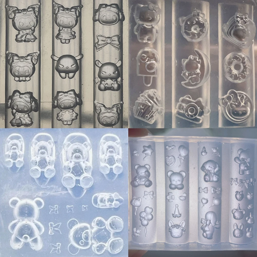 

1Pc Kawaii Cartoon Anime 3D Acrylic Mold Nail Art Decorations Cute Animals Hello Kitty Bear Fox Snake Silicone Nail Art Mold