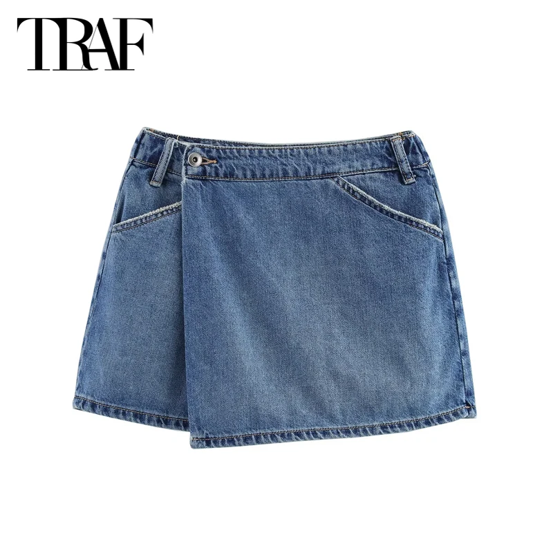 

TRAF Denim Skirt Shorts 2025 Women's Spring Summer Y2k Short Skirt Pants Fashion Casual Elegant Shorts Skirts For Female