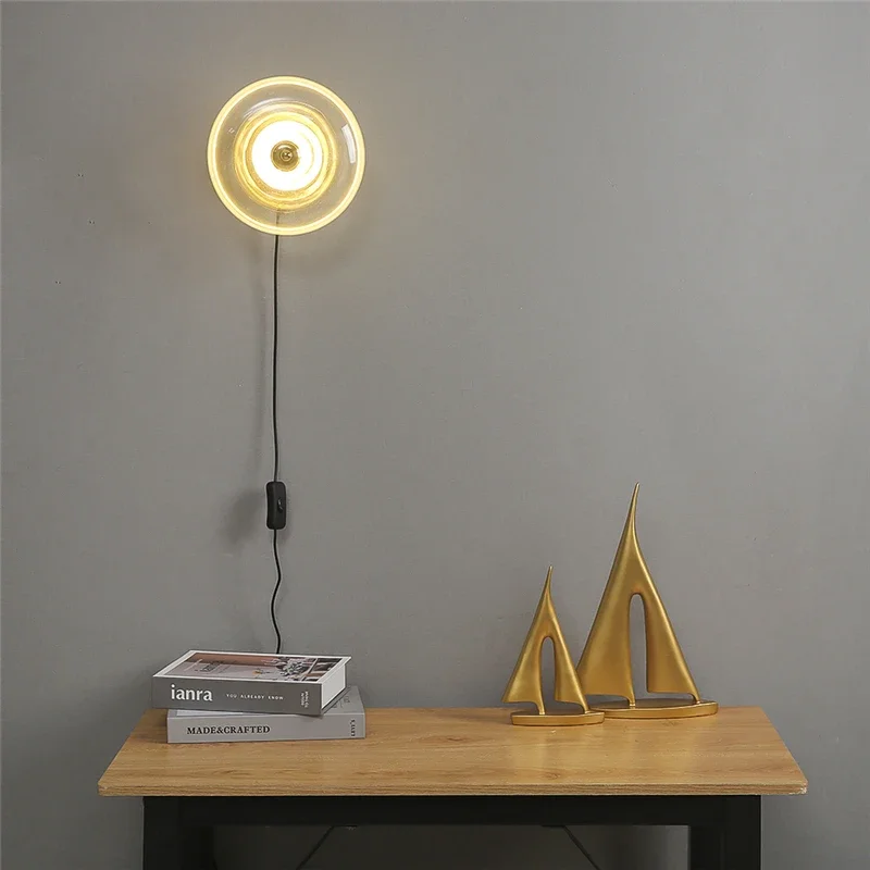 Nordic Touchable Wall Lamps Transparent Glass Room Decor Table Lights Modern Indoor Living Rooms Bedroom LED Lighting Fixtures