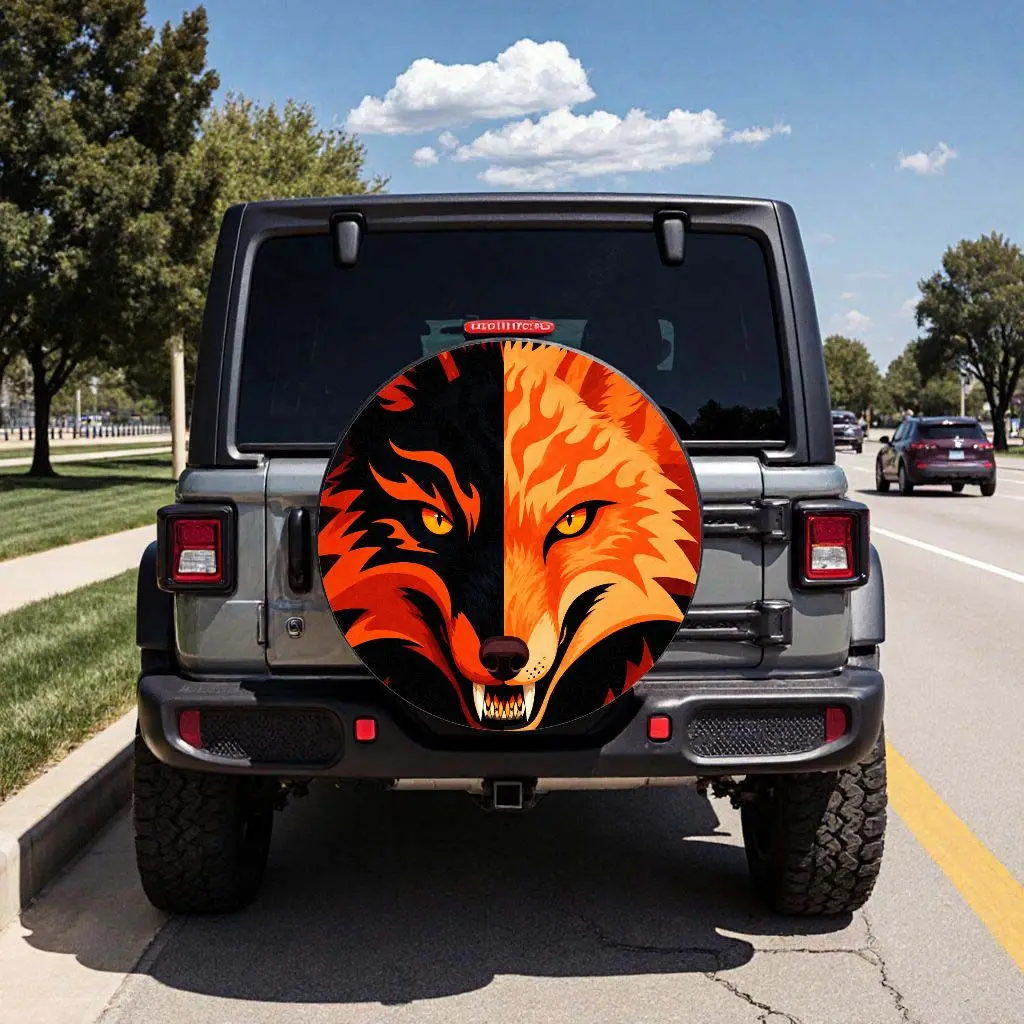 

Fire Split Wolf Head Tire Cover Off Road Vehicle Spare Wheel Protector
