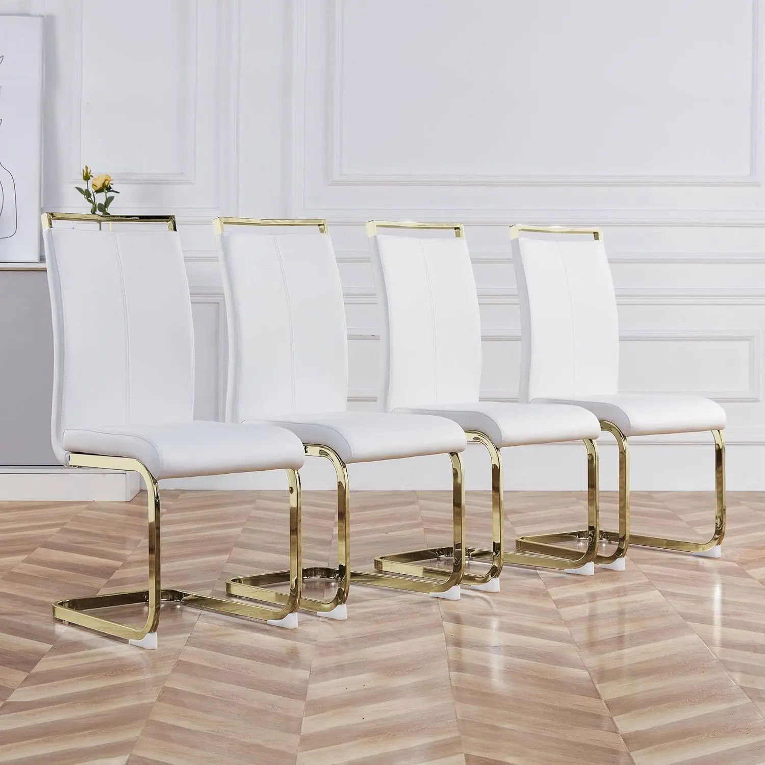 Baysitone Modern Dining Chairs Set of 4, Side Dining Room Chairs with Golden Legs, Kitchen Chairs