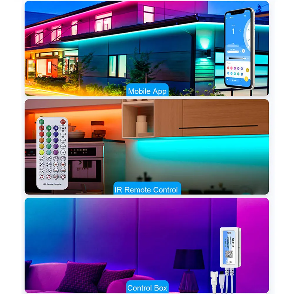 Imagem -05 - Tiras de Luz Led Controlador Sp611e Música Bluetooth Led Controlador App Controle Remoto Mais ir Controle Remoto 5v24v Ws2811 Ws2812b