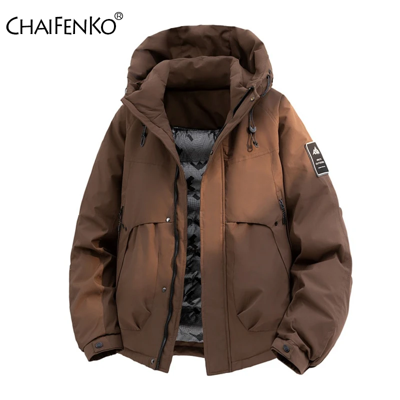 

New Loose Retro Fashion Men Coat Outdoors Casual Keep Warm Hooded Parka Winter Windproof Comfortable Solid Thicken Jacket Men
