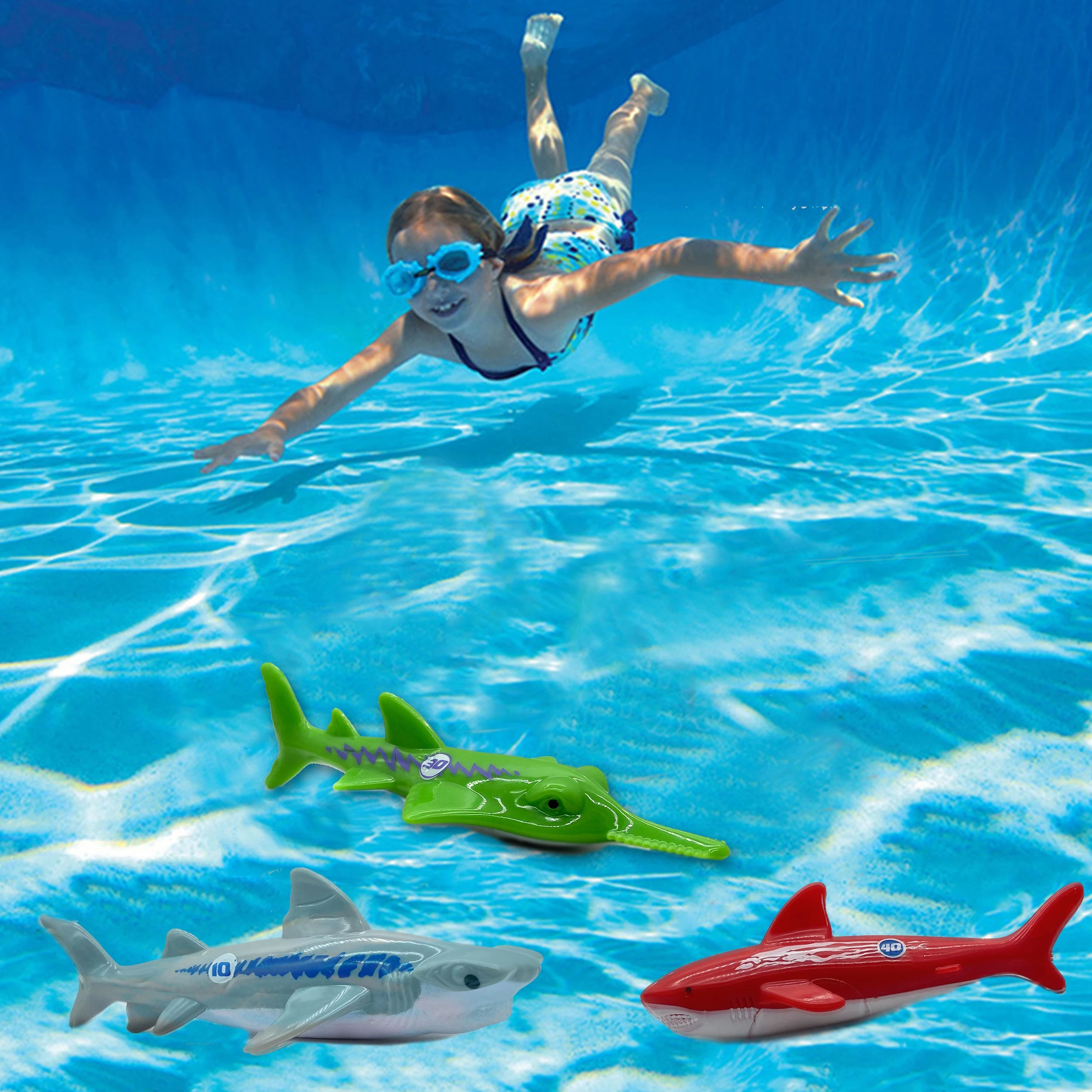 pool Diving Shark Set for Kids Summer Pool games Underwater Water Games Training Swimming Pool Gifts Set Toys For kids