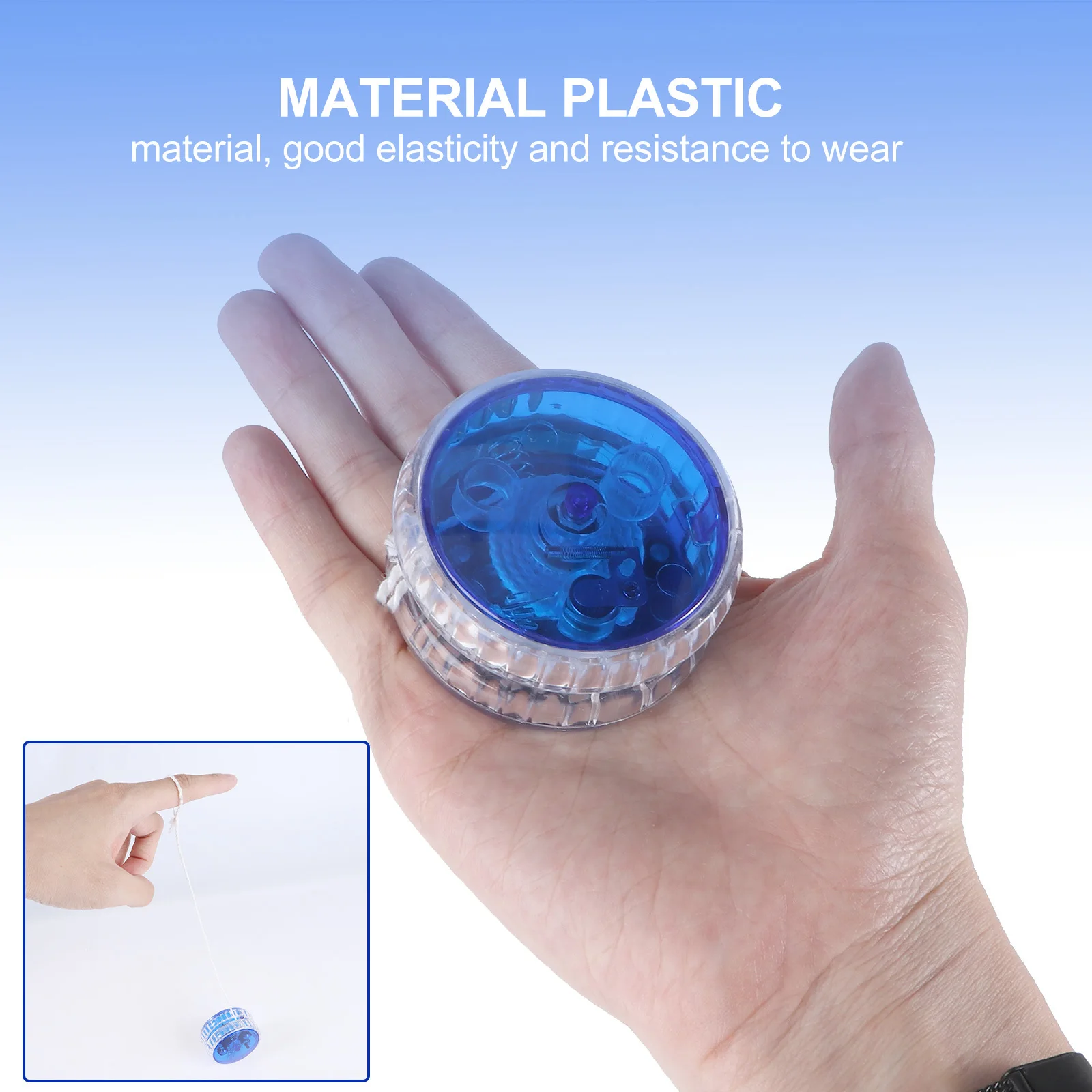 LED مضيئة يويو سلسلة الأزرق مطاطا ارتداء مقاومة لامعة سطح سهلة الحمل متعة حفلة تفضل Yoyos المهنية مضيئة #5