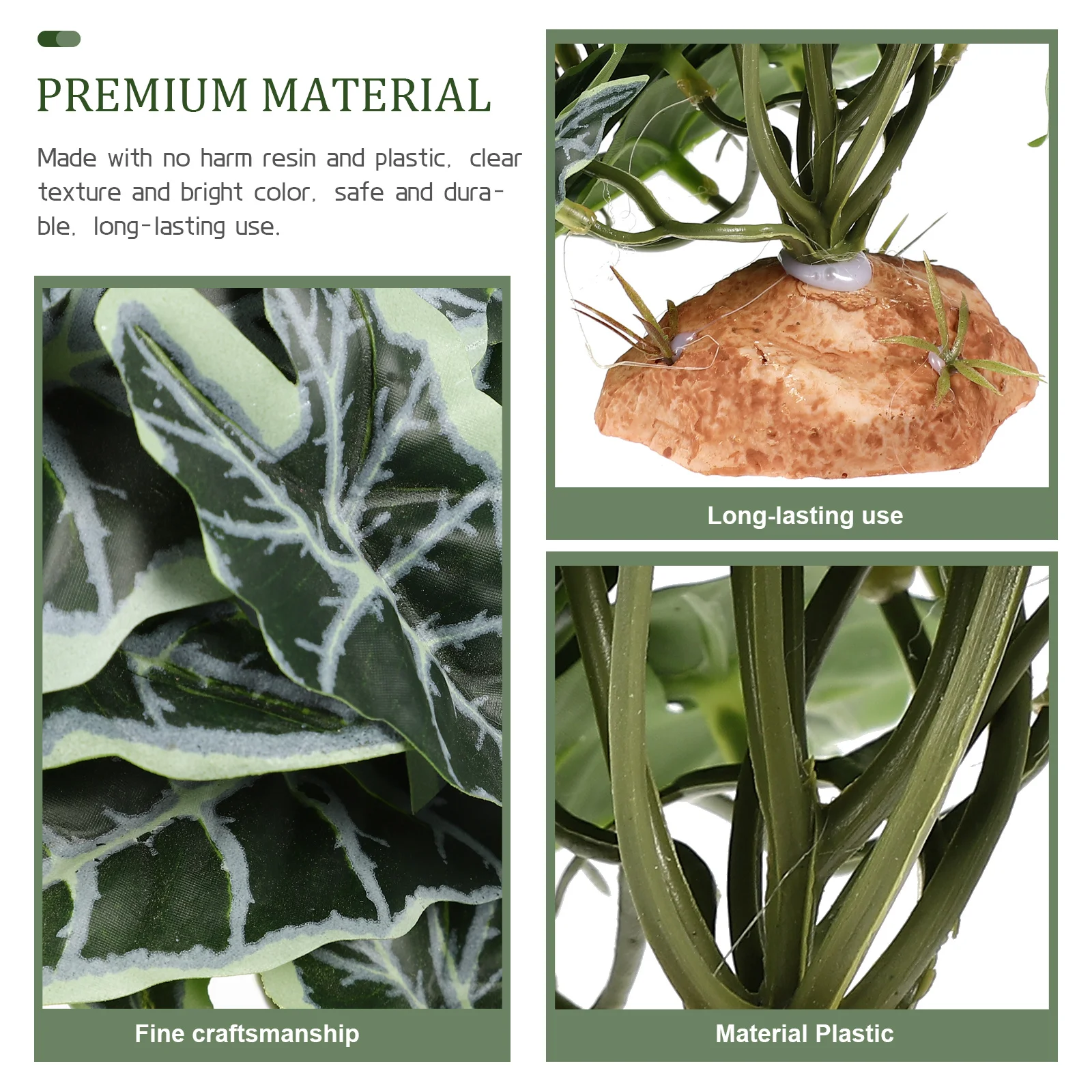 

Terrarium Plant Decor Resin Plastic Reptile Box Plants Realistic Artificial Reptile Hidden Artificial Plant Decor