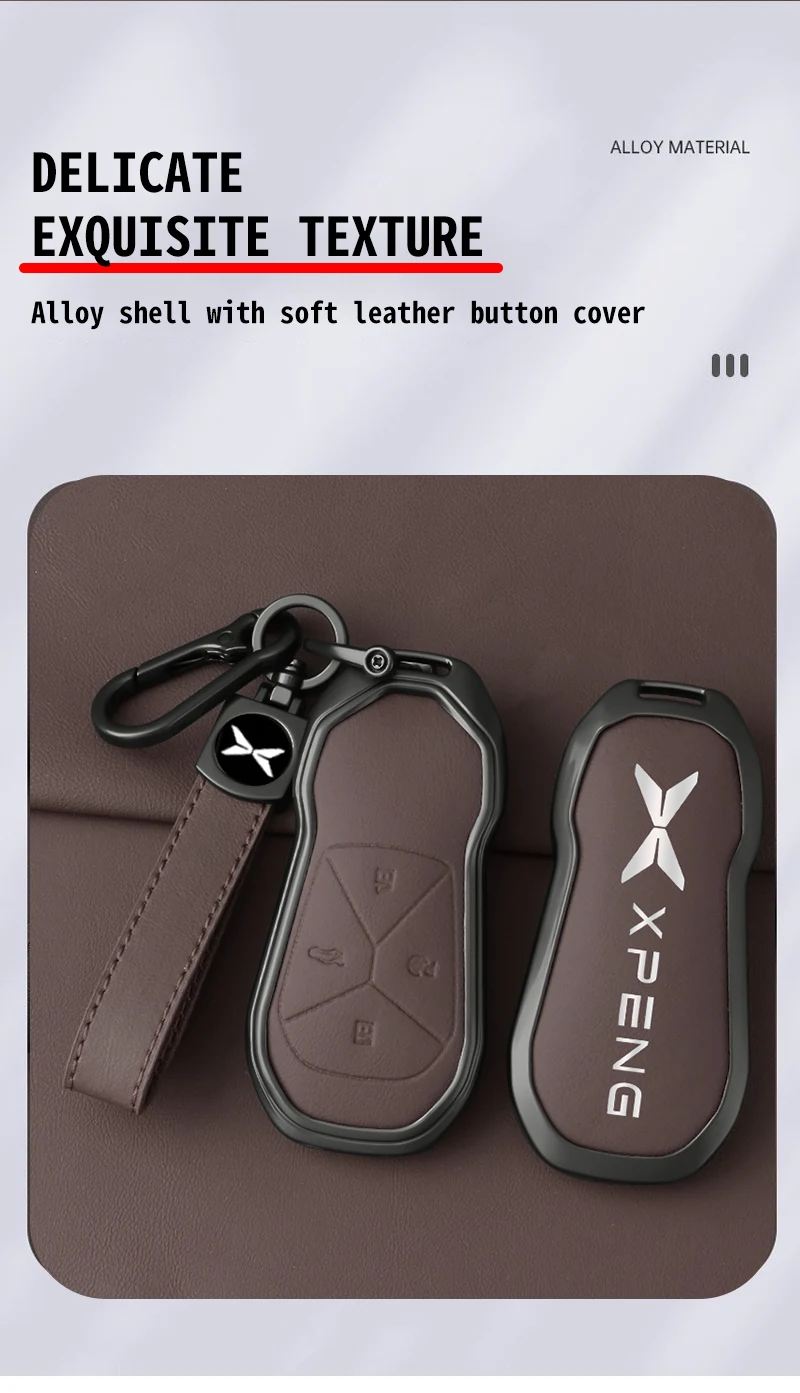Neue Zink-legierung Leder Auto Fernbedienung Schlüssel Fall Abdeckung Fob Schutz Shell für Xpeng Xiaopeng P5 P7 G9 G3i Auto Innen Zubehör – Detail 2