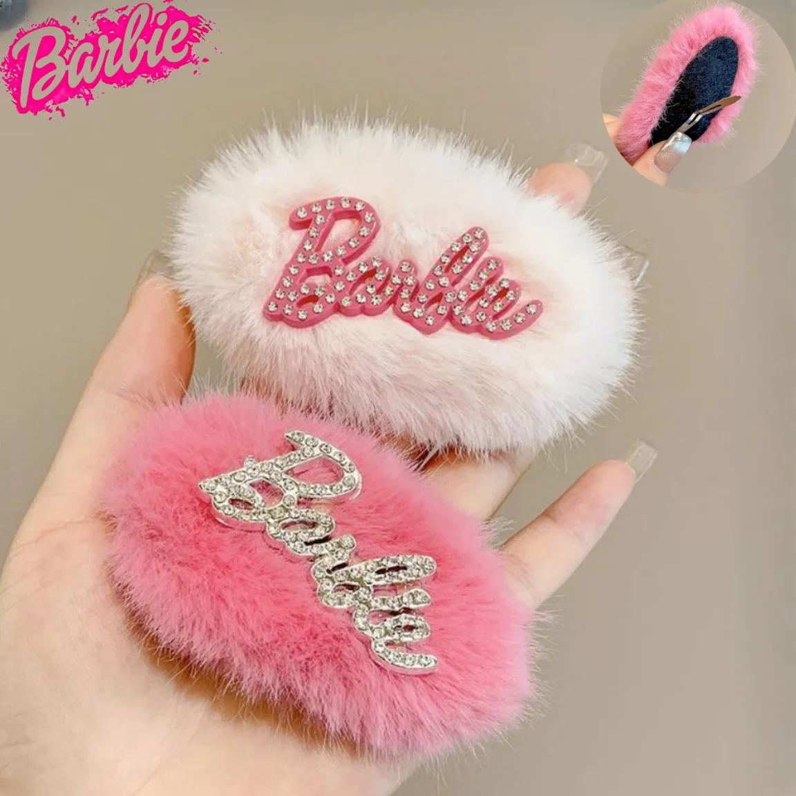 

Kawaii Barbie Hairpin Cartoon Girls Sweet Plush Hair Clips Fashion Sweet Pink Bangs Side Clip Cute Cartoon Headwear Gifts ﻿