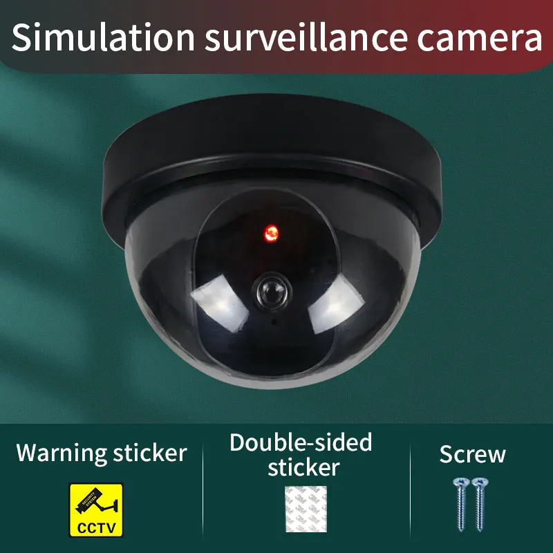 

1PC Dummy Fake Security CCTV Dome Camera with Flashing Red LED Light with Security for Outdoor Home Security Warning