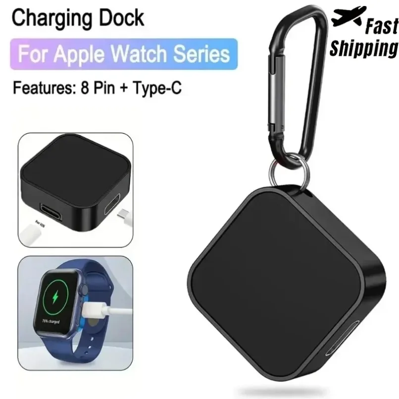 

8-контактное беспроводное зарядное устройство для часов с двойным интерфейсом Type-C для Apple Watch S 11 10 9 8 7 6 5 4 SE Ultra Series, портативное быстрое зарядное устройство