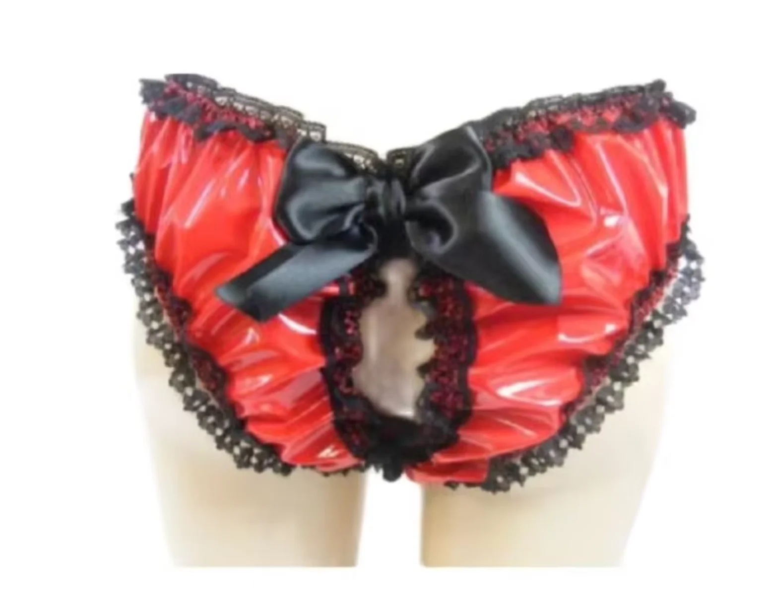 

Sexy Lace Splice Bow Lace New Red Vulnerable Underwear Bikini Swimwear Party Dress Sissy Triangle Pants Role Play