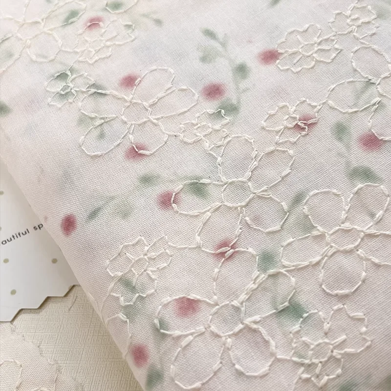 

Cotton Polyester Embroidery Colorful Flower Fabric Summer Dress Shirt Short Skirt Wedding Dress Curtain Accessories