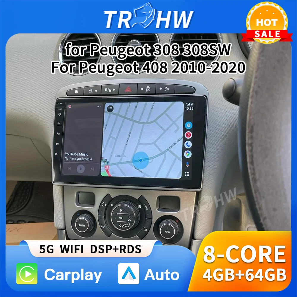 

IPS touch screen 9 inch Car Radio For Peugeot 408 For Peugeot 308 308SW Car play Android auto Multimedia Player GPS Autoradio BT