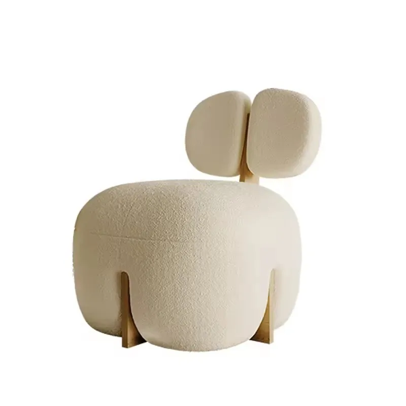 French leisure chair lamb wool single sofa Internet celebrity small apartment living room designer sofa chair cream wabi