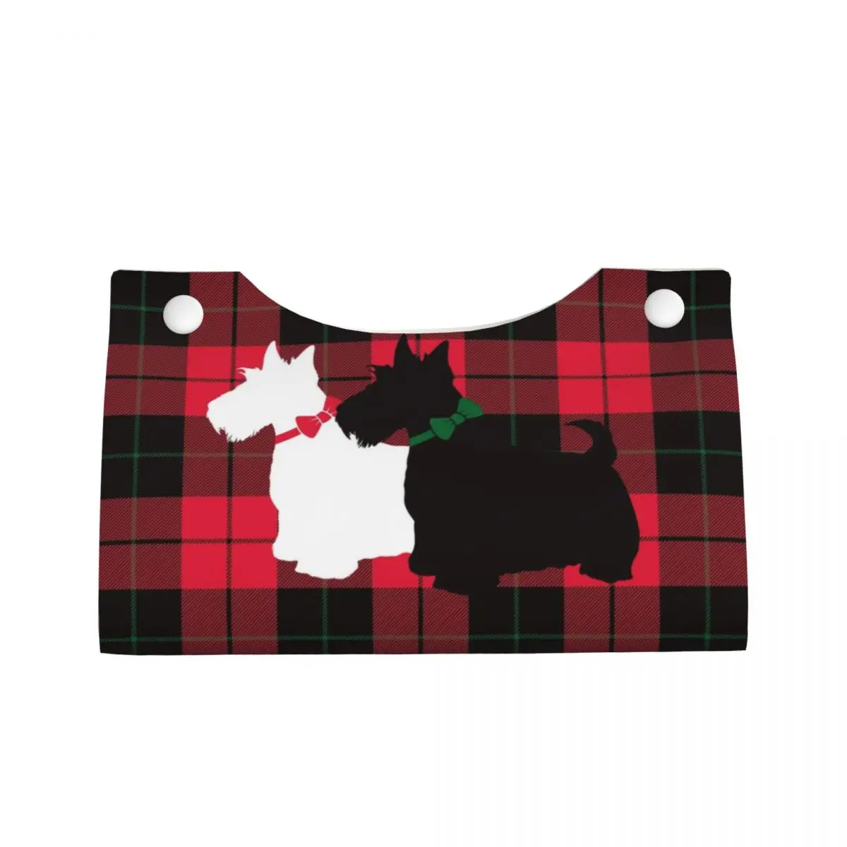 Custom Vogue Tartan Scottie Dog Tissue Box Cover PU Leather Rectangular Scottish Terrier Facial Tissues Holder for Car