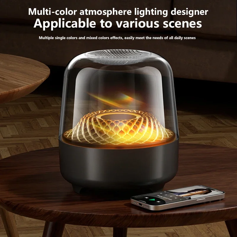 Bezprzewodowy głośnik Bluetooth Głośnik z dźwiękiem przestrzennym 6D Ładowanie przez USB Długotrwały głośnik F7 w pełni przezroczysty z paskiem świetlnym LED