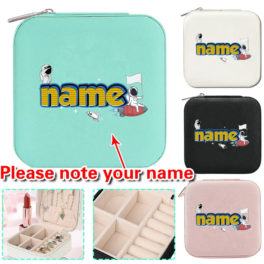 Customized Name Leather Portable Zipper Jewelry Casket Large Capacity Travel Organizer Classic Fashion Dustproof Storage Box
