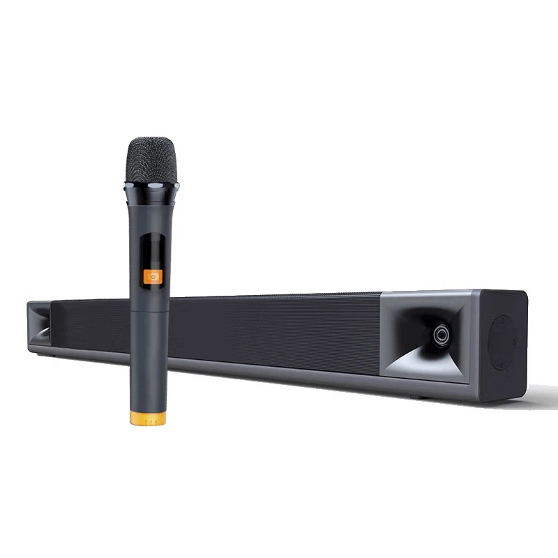 

Саундбар 120 Вт, 2.0-канальная стереосистема домашнего кинотеатра, высококачественный звук с беспроводным микрофоном UHF для телевизора