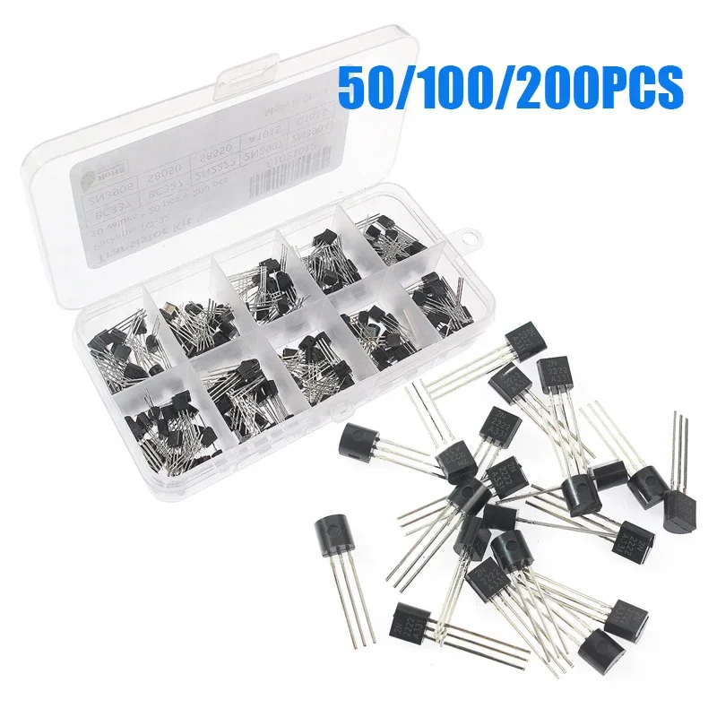 50/100/200PCS TO-92 Transistor Sortiertes Kit 2N2222 2N2907 2N3906 2N5401 2N5551 A1015 BC327 BC337 BC548 BC549 C1815 S8050 PNP NPN