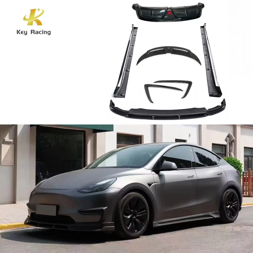 Model Y Upgrade CMST Style Body Kit Carbon Fiber Front Bumper Lip Rear Diffuser Side Skirts Rear Spoiler For Tesla Model Y