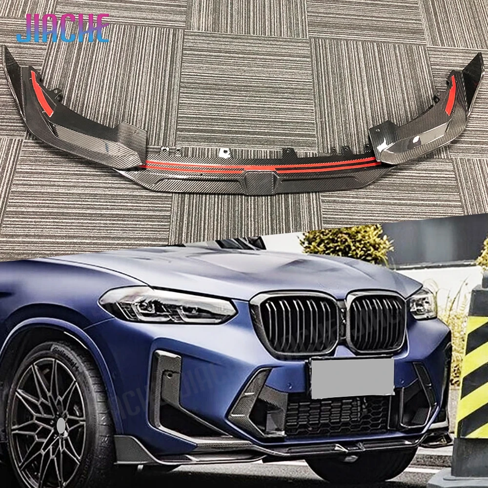 

Dry Carbon Fiber Front Bumper Lip Spoiler Splitters For BMW X3M F97 2022+ Head Chin Guard FRP Car Bodykit