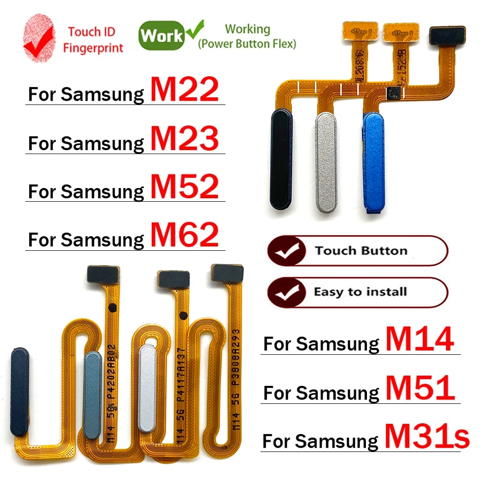 

Новый для Samsung M22 M52 M62 M23 M14 M51 M31s 4G 5G датчик отпечатков пальцев домашний возврат ключ меню кнопка гибкий ленточный кабель