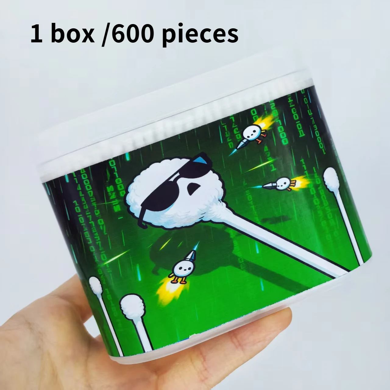 창의적인 패턴이 있는 가정용 면봉 600개, 양면 미세축 종이 스틱 면봉, 선물용 면봉