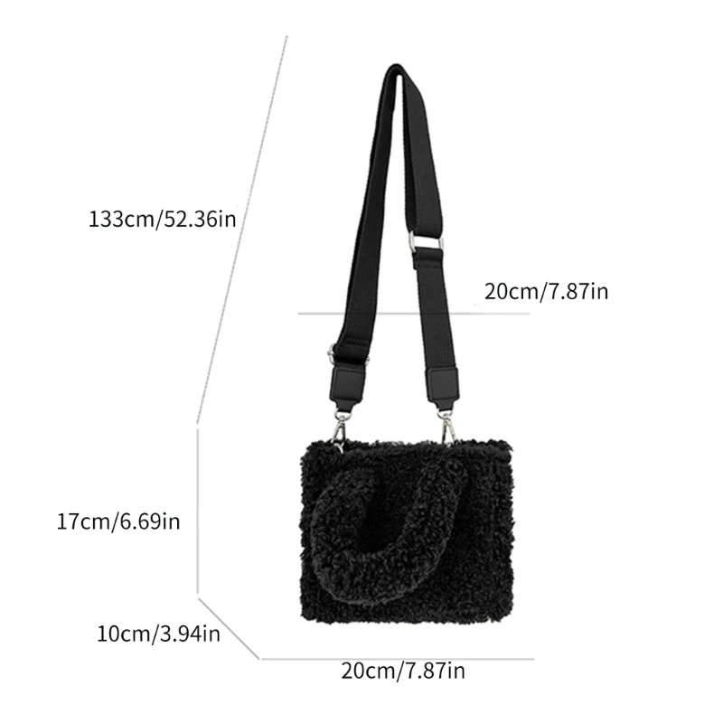 Ladies Plush Crossbody Bag Small Clutch Purse Plush Crossbody Purse Handbag Shoulder Bag for Women Autumn and Winter