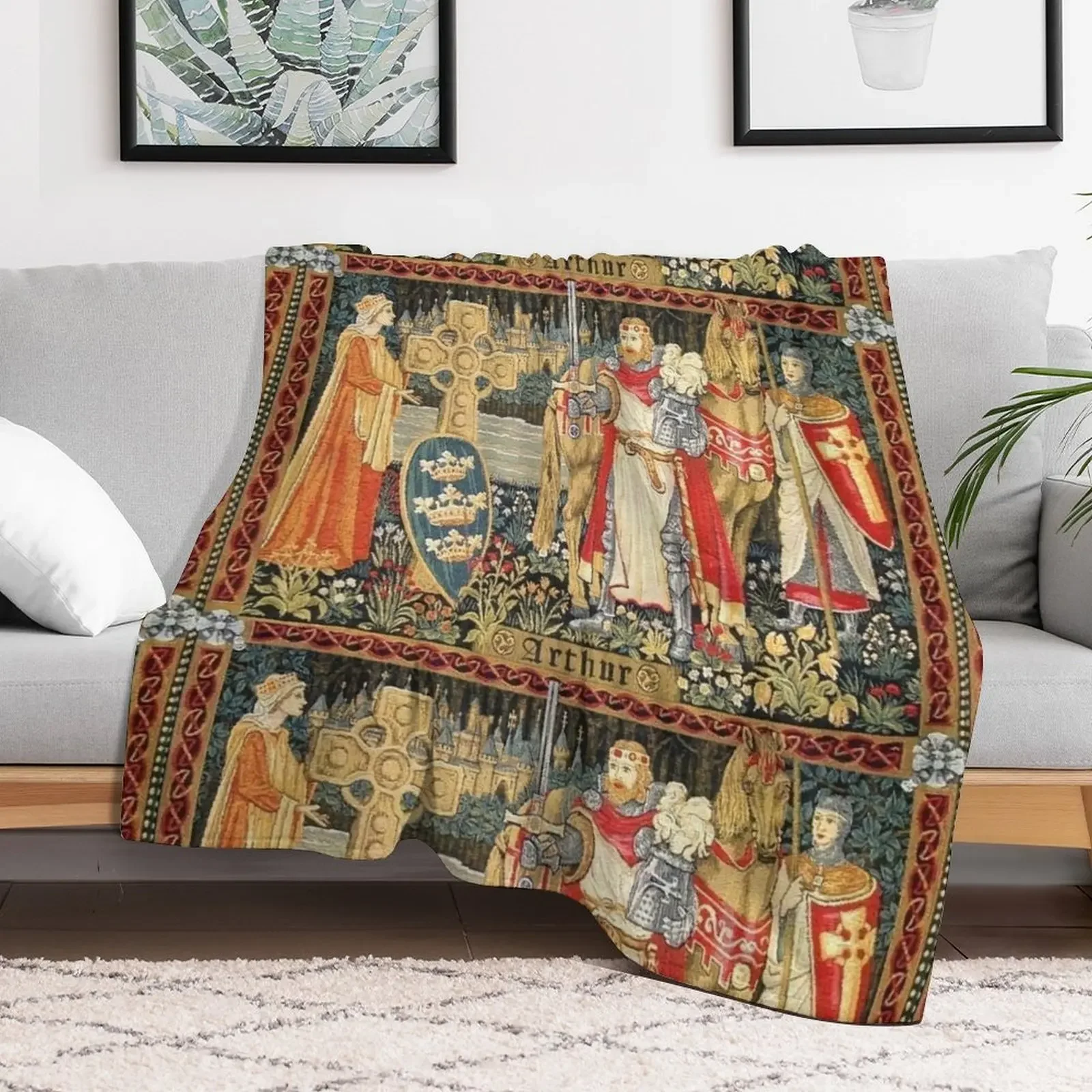 King Arthur Tapestry Excalibur Merlin Camelot Holy Grail Quest Throw Blanket Blankets For Sofas Decoratives Blankets