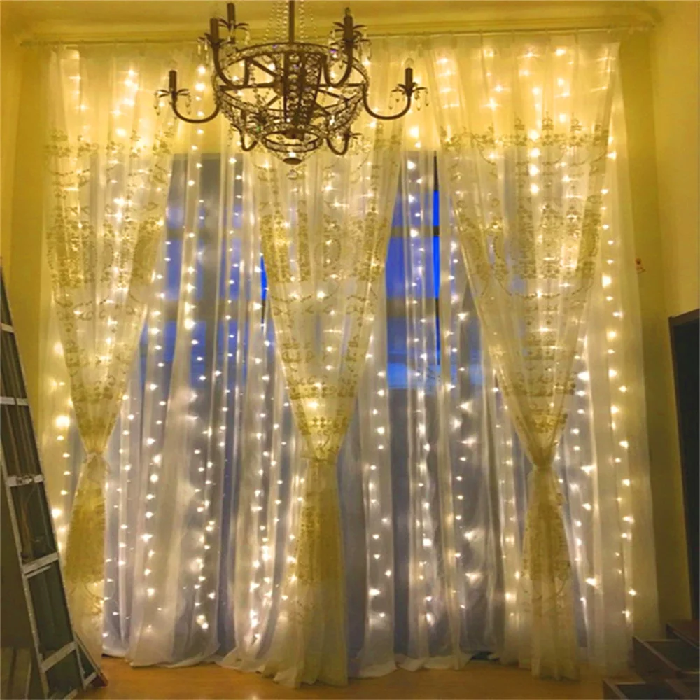 

LED Garland Curtain Lights 8 Modes USB Remote Control Fairy Lights String Wedding Christmas Decor for Home Bedroom New Year Lamp