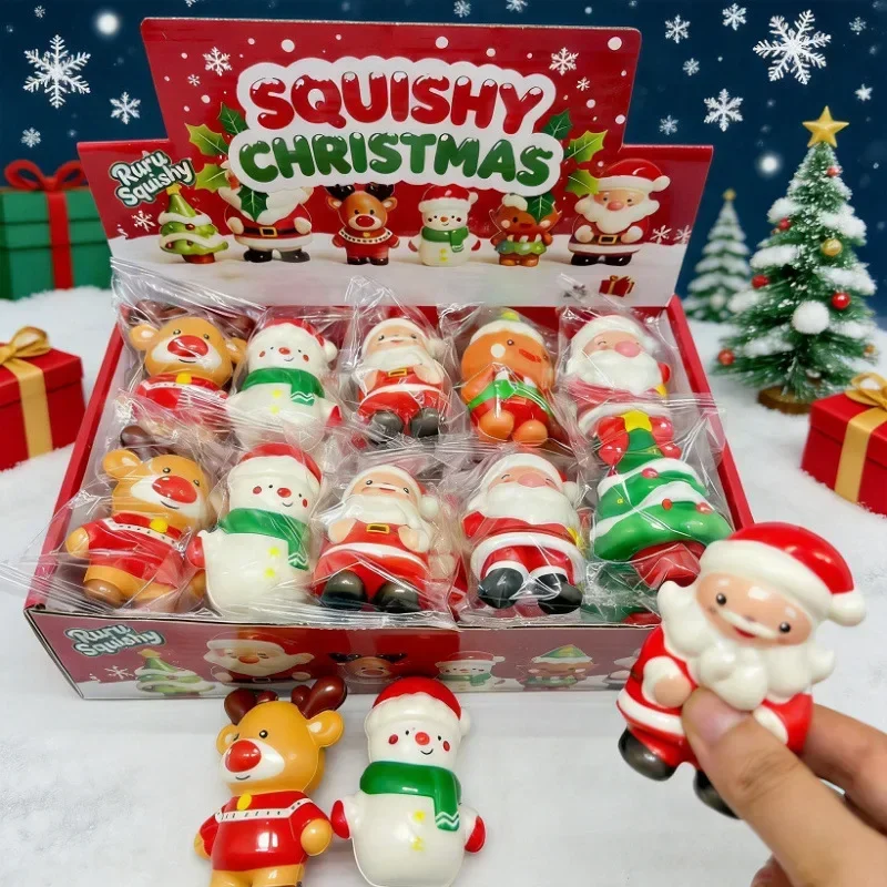 New Christmas Squishy Slow Rising Toys Santa Reindeer Snowman Tree Stress Relief Squeeze Toy Holiday Desktop Decor Gift for Kids