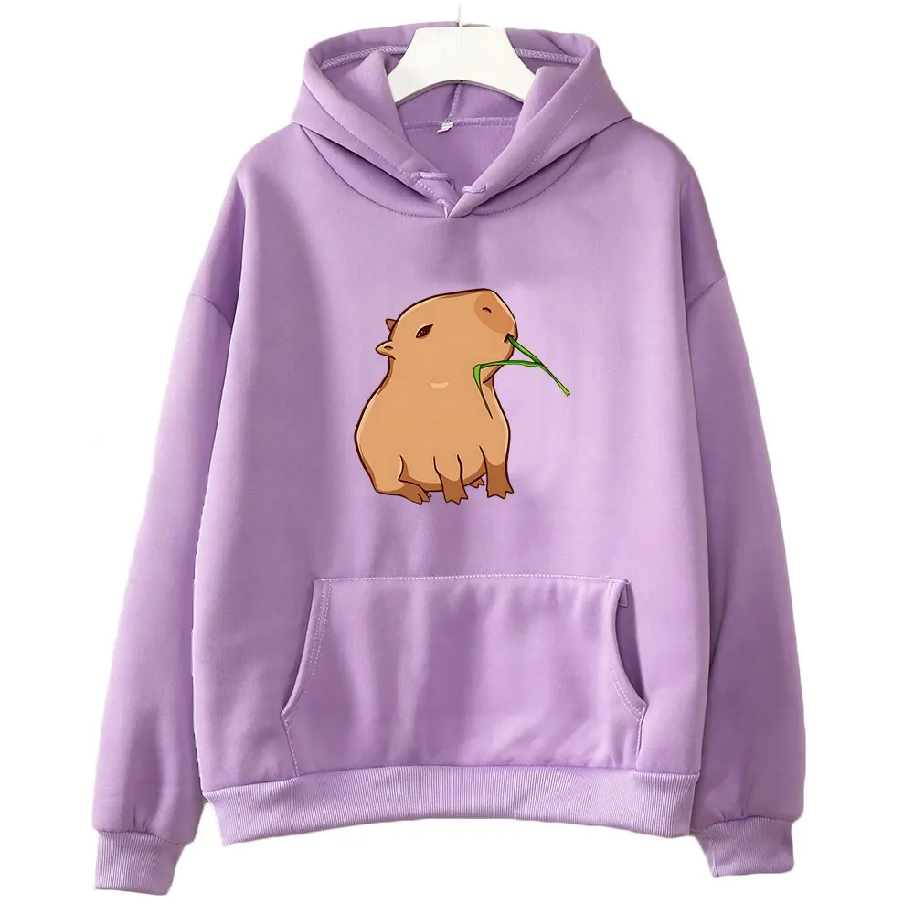 Funny Capybara Print Hoodies for Teen Girls Kawaii Cartoon Top Sweatshirts Boy Unisex Fashion Harajuku Graphic Hooded Pullover