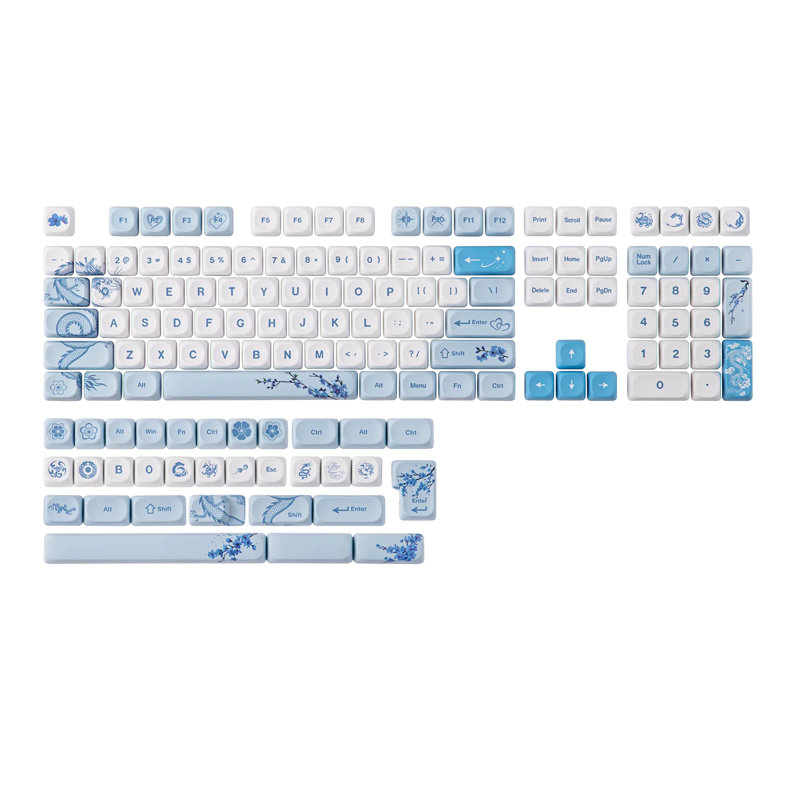 EPOMAKER X LINDSEYSZN Azure Dragon SZN Keycaps Set 140 toetsen MOA profiel PBT Keycaps MX-compatibel voor ANSI/ISO layout toetsenborden
