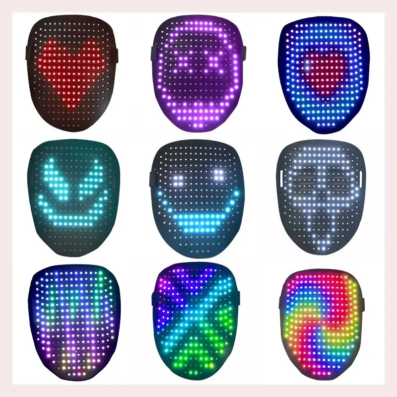 5PCS Halloween LED Mask Gesture Light Mask Party Light Mask Change Face Induction Party Performance Atmosphere Props