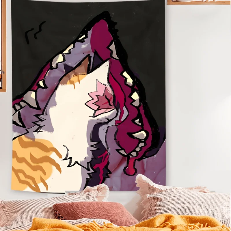 Whimsical Cat Portrait Tapestry - Artistic Wall Hanging for Home Decor, Perfect Gift for Those Who Love Unique and Playful
