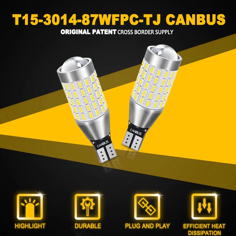 100PCS Auto Car Super bright  white Backup Light WhiteNo Error T15 3014chip Canbus Led Bulbs Auto Reverse Lamp
