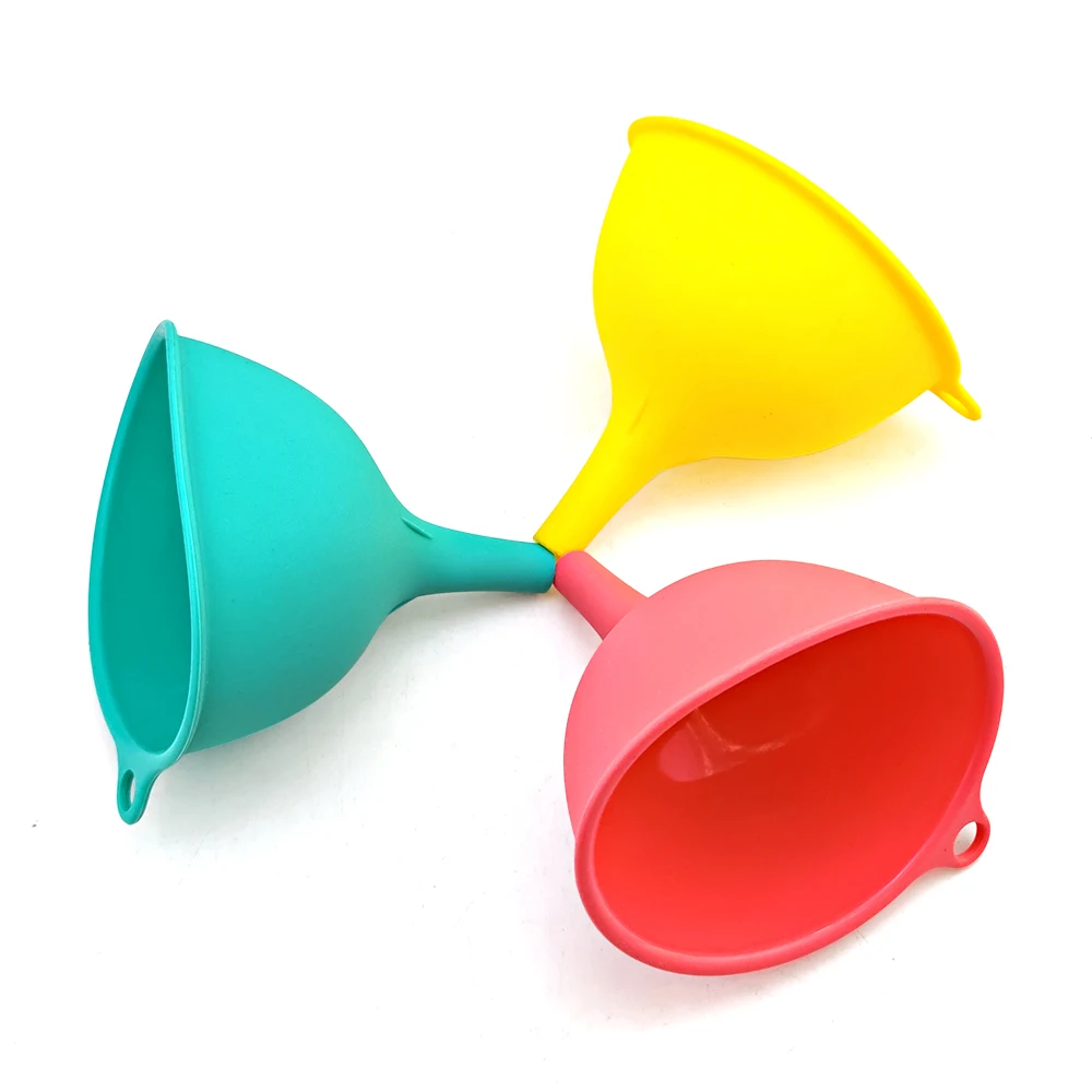 

Silicone Canning Funnel 3PCS Set Mini Funnels for Bottle Filling Liquid Beer Water Essential Oils, Yellow Green & Red