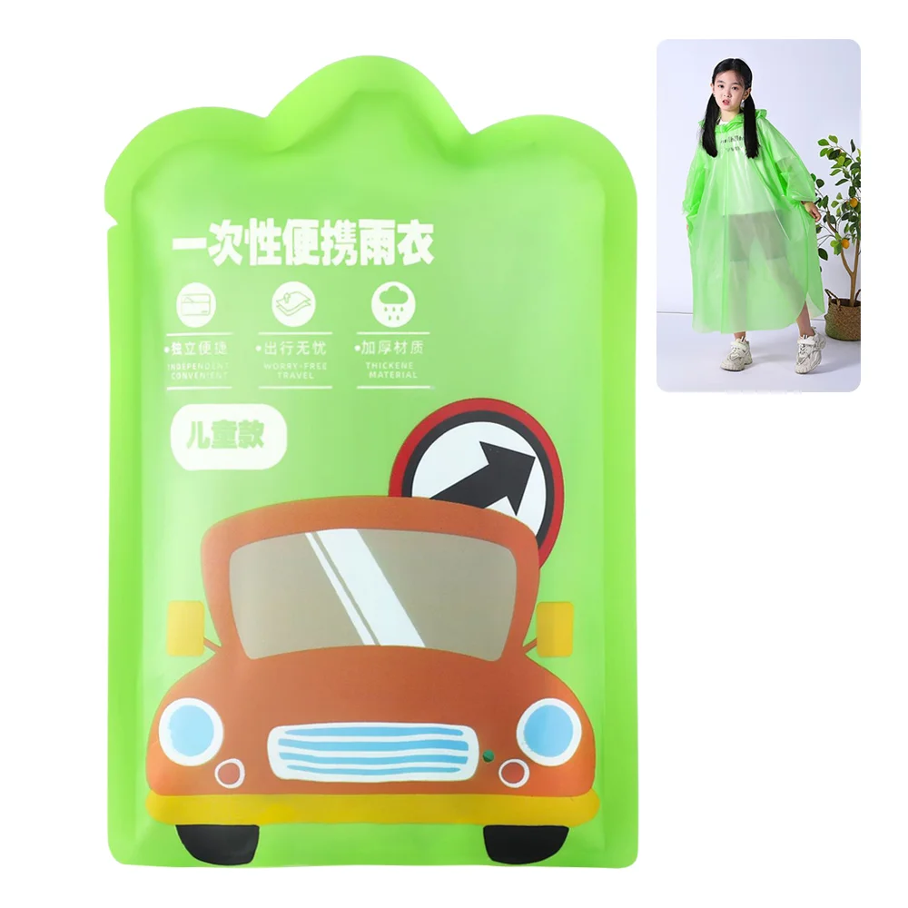 High Quality Vacuum Compression Kids Raincoat Travel Waterproof Rain Coat Thickened Card Packaging One-Piece Raincoat Children