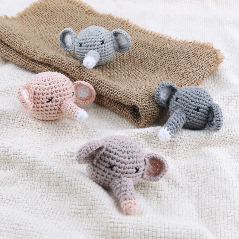 Klip Dot Bayi Aksesori DIY Mainan Tumbuh Gigi Bayi Manik Rajutan Gajah Rajutan Hadiah Mandi Bayi Baru Lahir