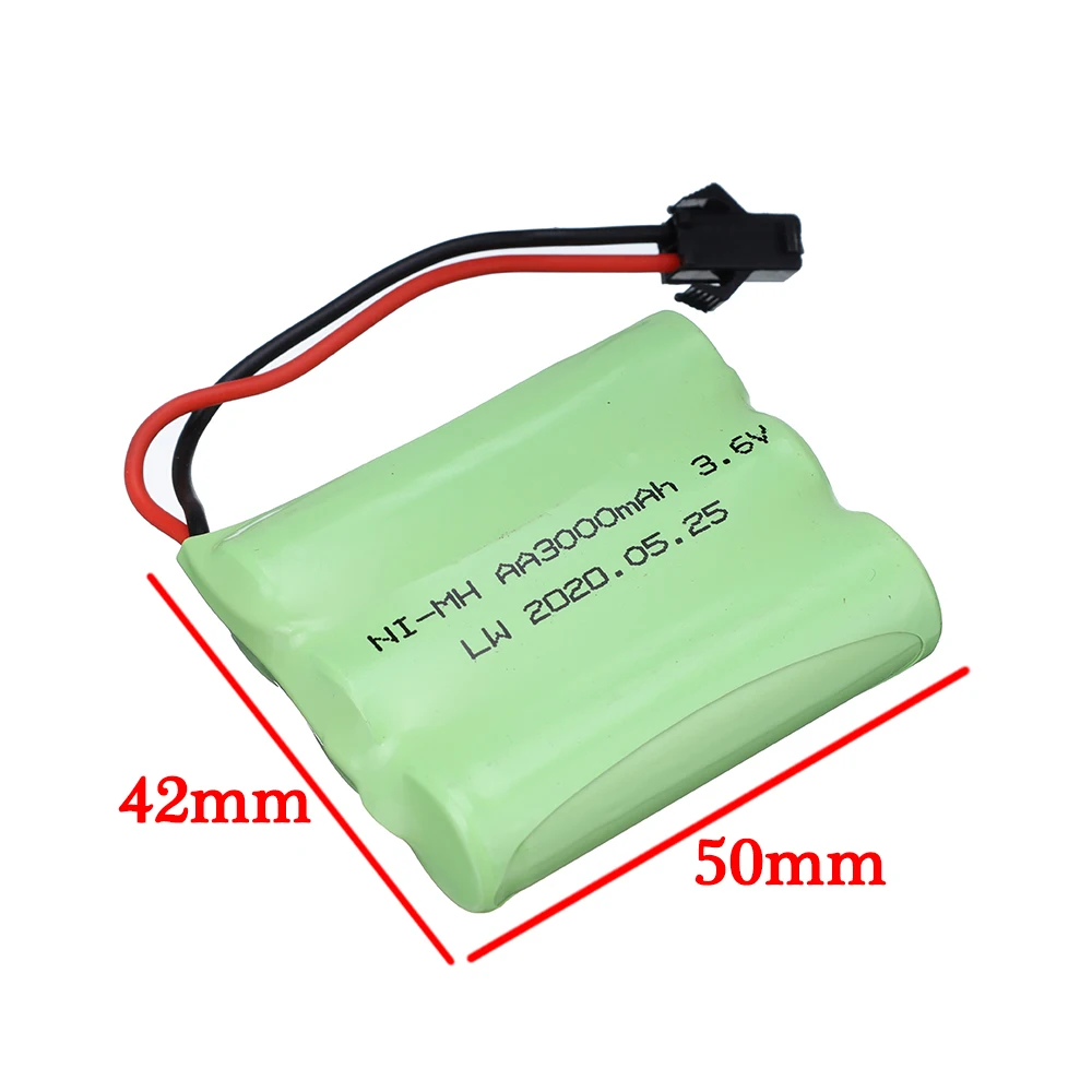 3.6V 3000mAh Ni-MH bateria SM wtyczka na zabawki zdalnie sterowane zbiorniki samochodowe pociągi ciężarówki roboty łodzie pistolet AA 3.6v ładowalny akumulator 10 sztuk